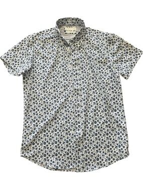 Denim & Flower Short Sleeve Button-Down Shirt - White & Navy Floral